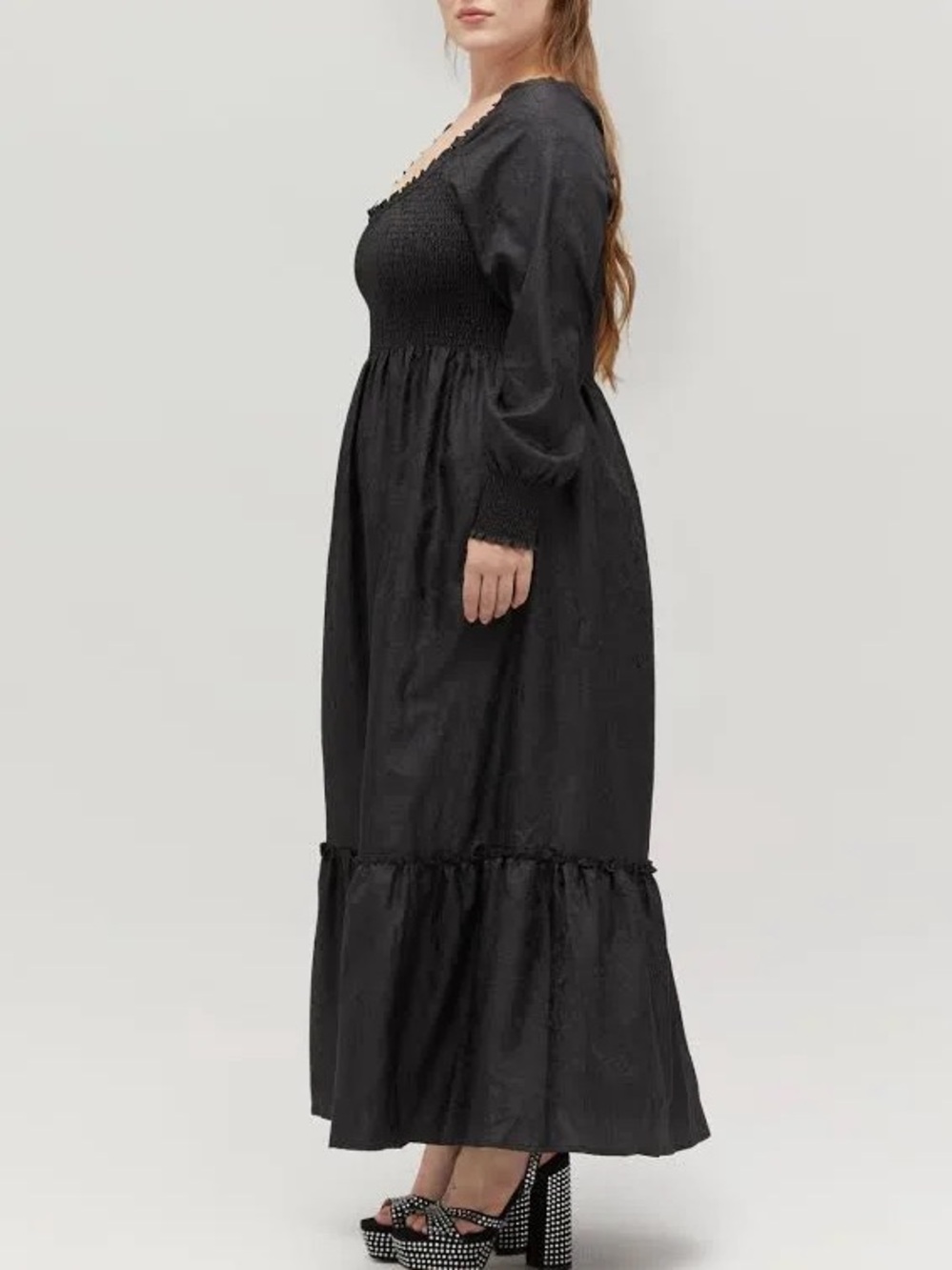 Hill House Black Long Sleeve Taffeta Nap Dress - Picture 3 of 4